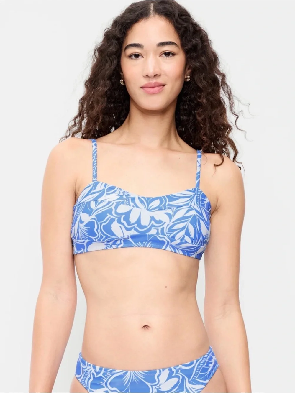 Old Navy Blue and White Floral Bralette Bikini Top
